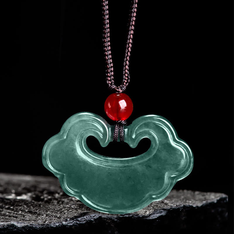 Buddha Stones Naturalny Zielony Jade Chiński Zawieszka Szczęścia Naszyjnik Wisiorek