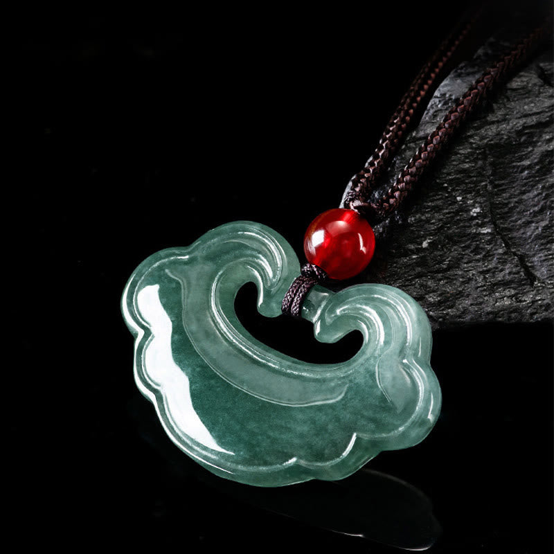 Buddha Stones Naturalny Zielony Jade Chiński Zawieszka Szczęścia Naszyjnik Wisiorek