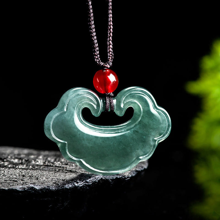 Buddha Stones Naturalny Zielony Jade Chiński Zawieszka Szczęścia Naszyjnik Wisiorek