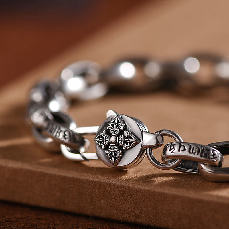 Buddha Stones 925 Srebro Sterling Sześć Prawdziwych Słów Mądrość Spokój Bransoletka