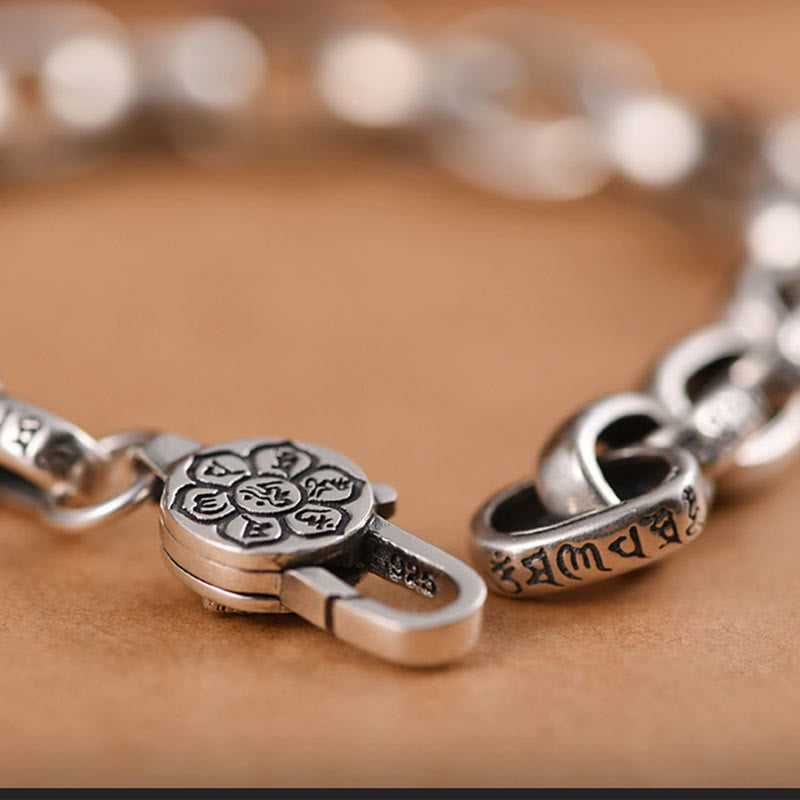 Buddha Stones 925 Srebro Sterling Sześć Prawdziwych Słów Mądrość Spokój Bransoletka