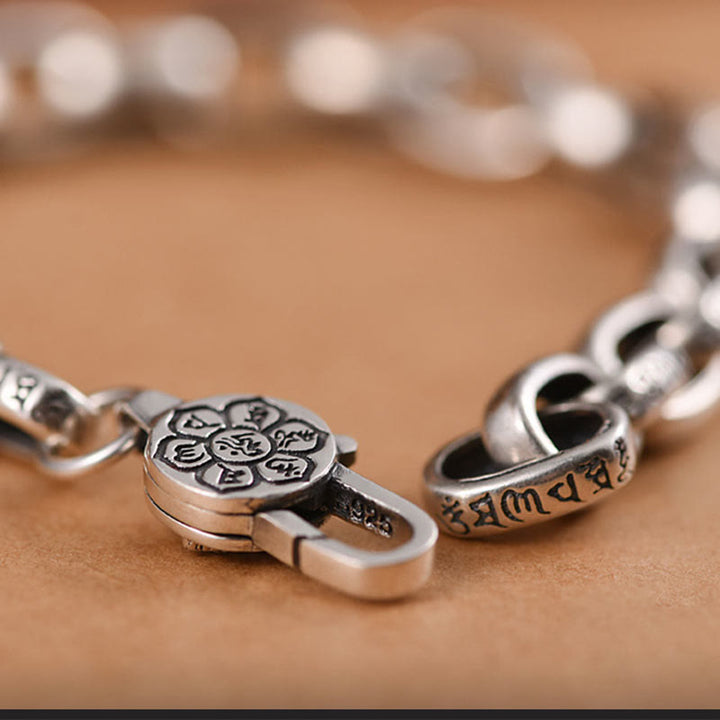 Buddha Stones 925 Srebro Sterling Sześć Prawdziwych Słów Mądrość Spokój Bransoletka