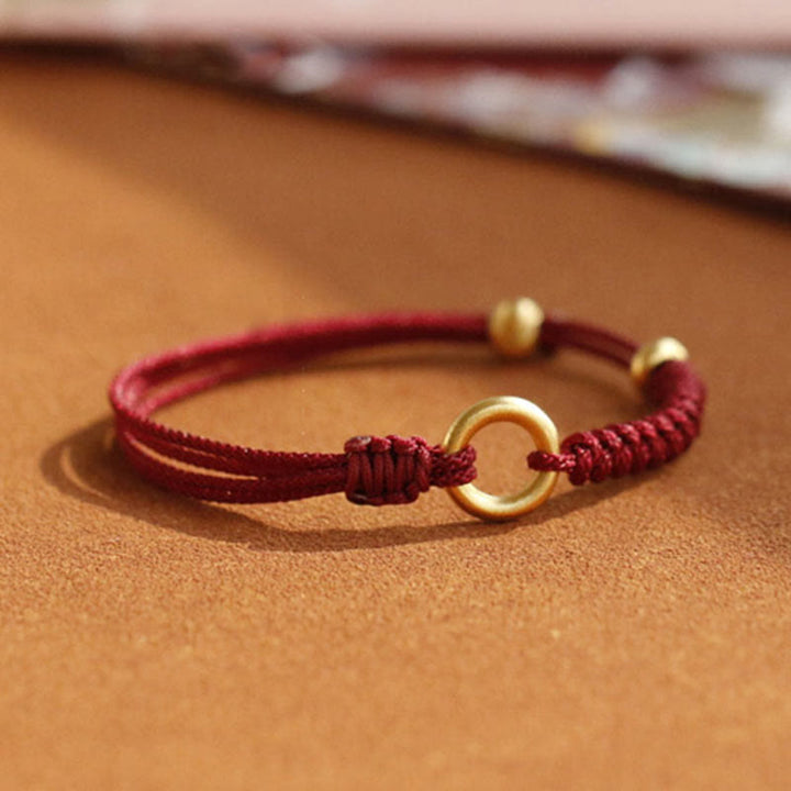 Bransoletka ze stopu Buddha Stones Peace Buckle Luck z czerwonego sznurka