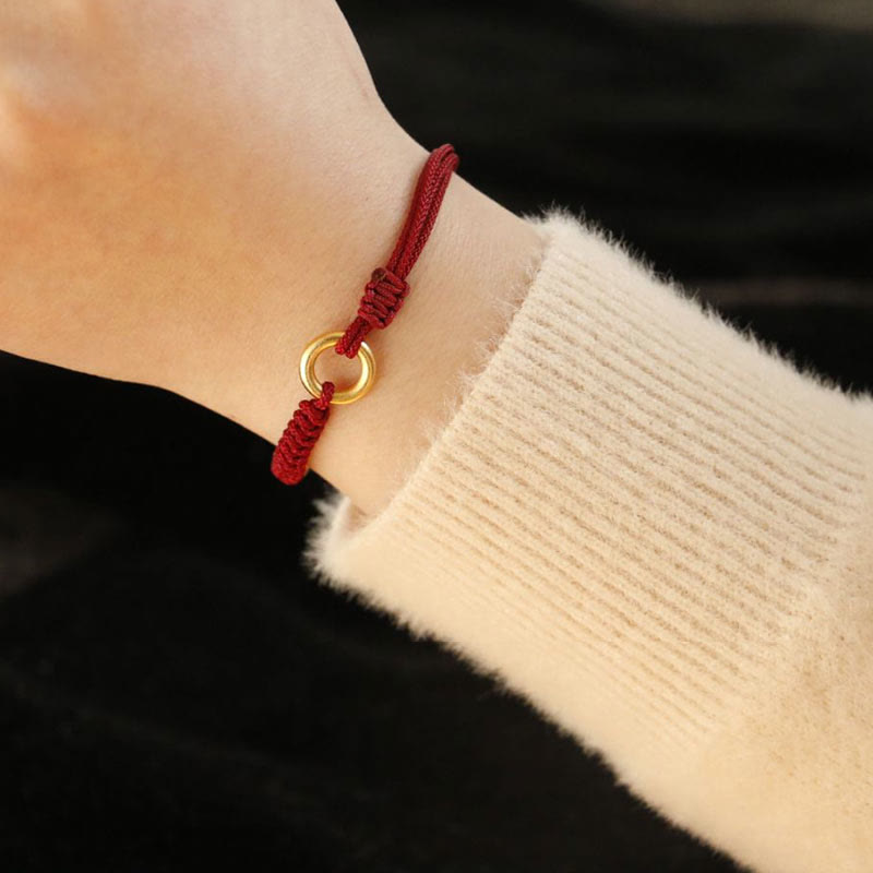 Bransoletka ze stopu Buddha Stones Peace Buckle Luck z czerwonego sznurka