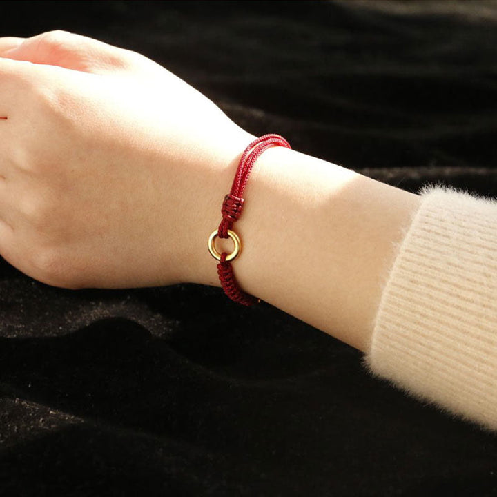 Bransoletka ze stopu Buddha Stones Peace Buckle Luck z czerwonego sznurka