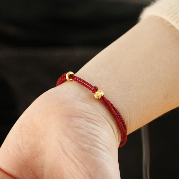 Bransoletka ze stopu Buddha Stones Peace Buckle Luck z czerwonego sznurka