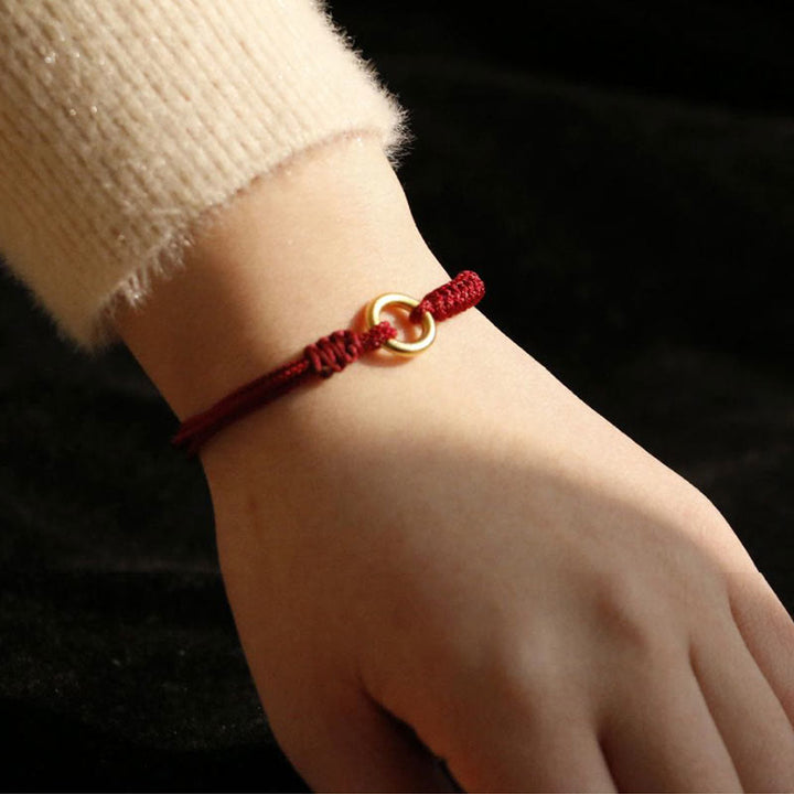 Bransoletka ze stopu Buddha Stones Peace Buckle Luck z czerwonego sznurka
