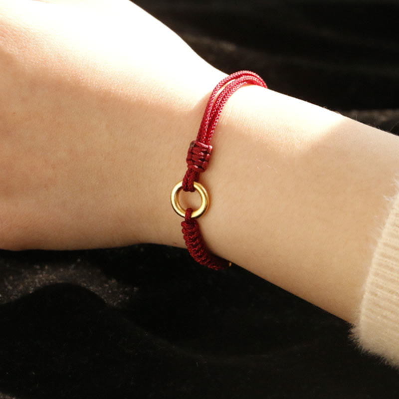 Bransoletka ze stopu Buddha Stones Peace Buckle Luck z czerwonego sznurka