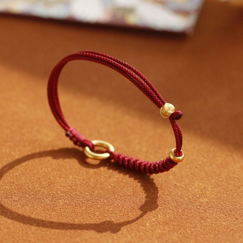 Bransoletka ze stopu Buddha Stones Peace Buckle Luck z czerwonego sznurka