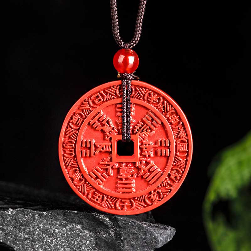 Buddha Stones Naturalne Duchy Górskie Cinnabar Wydaj Pieniądze Bagua Design Błogosławieństwo Naszyjnik Wisiorek