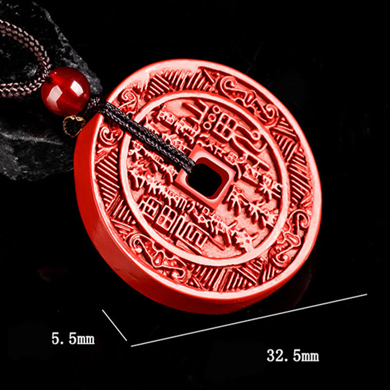 Buddha Stones Naturalne Duchy Górskie Cinnabar Wydaj Pieniądze Bagua Design Błogosławieństwo Naszyjnik Wisiorek
