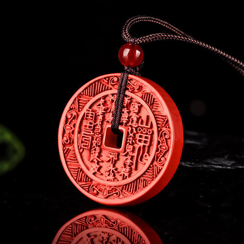 Buddha Stones Naturalne Duchy Górskie Cinnabar Wydaj Pieniądze Bagua Design Błogosławieństwo Naszyjnik Wisiorek