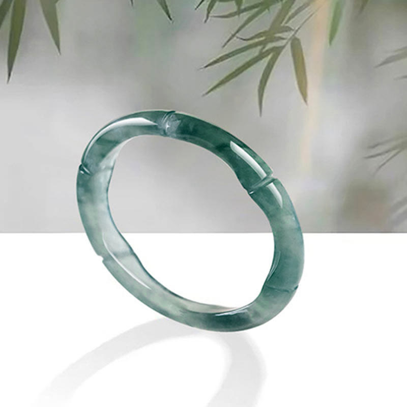 Pierścionek Buddha Stones Natural Jade Bamboo Prosperity Abundance