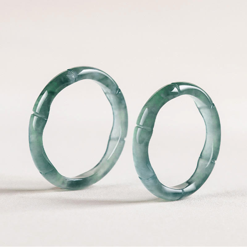 Pierścionek Buddha Stones Natural Jade Bamboo Prosperity Abundance