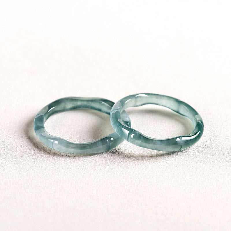 Pierścionek Buddha Stones Natural Jade Bamboo Prosperity Abundance