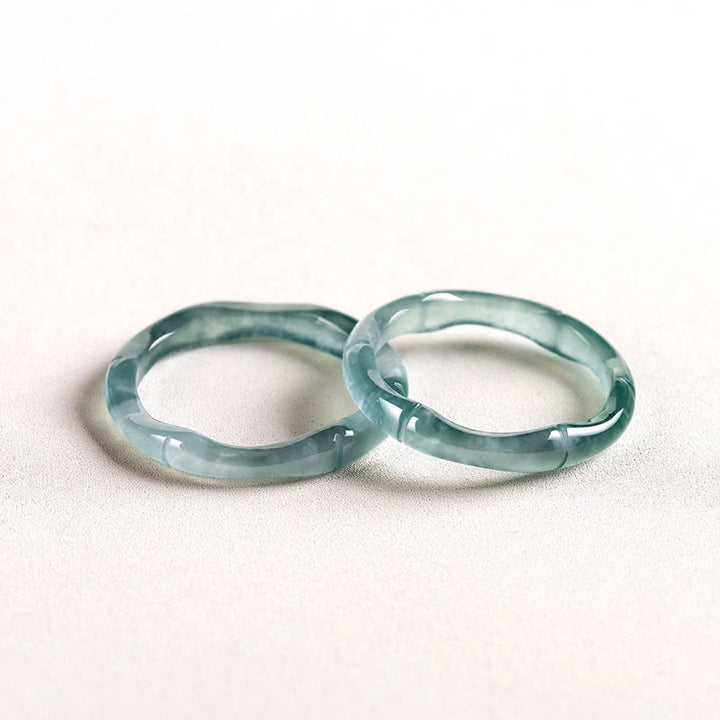 Pierścionek Buddha Stones Natural Jade Bamboo Prosperity Abundance
