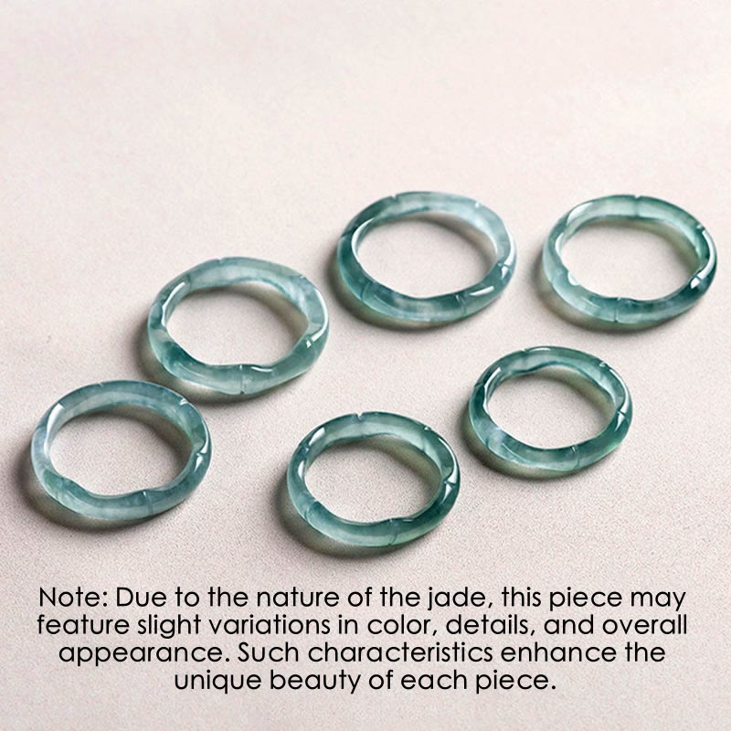 Pierścionek Buddha Stones Natural Jade Bamboo Prosperity Abundance