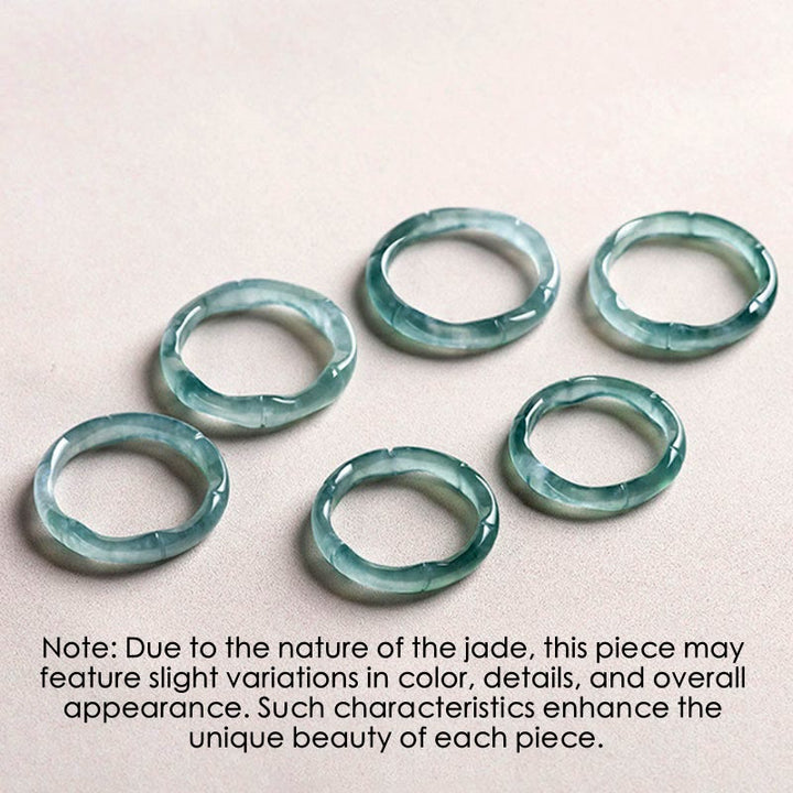 Pierścionek Buddha Stones Natural Jade Bamboo Prosperity Abundance