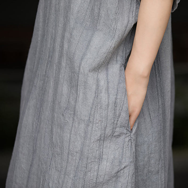 Buddha Stones Ręcznie Farbowane Tie Dye Ramie Len Midi Sukienka Szerokie Spodnie Nogawki Z Kieszeniami - image 17