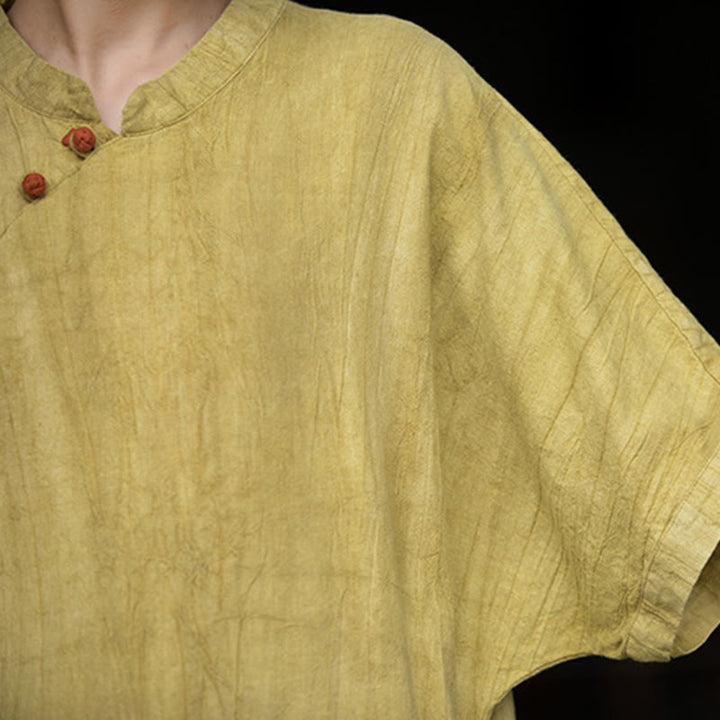 Buddha Stones Ręcznie Farbowane Tie Dye Ramie Len Midi Sukienka Szerokie Spodnie Nogawki Z Kieszeniami - image 9