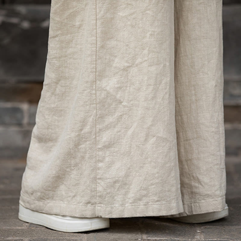 Buddha Stones Ręcznie Farbowane Tie Dye Ramie Len Midi Sukienka Szerokie Spodnie Nogawki Z Kieszeniami - image 23