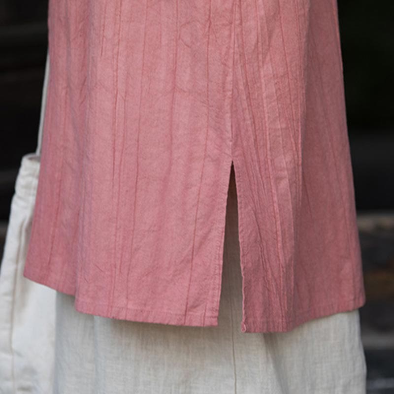 Buddha Stones Ręcznie Farbowane Tie Dye Ramie Len Żaba-Guzik Sukienka Midi Szerokie Spodnie Nogawki Z Kieszeniami - image 22