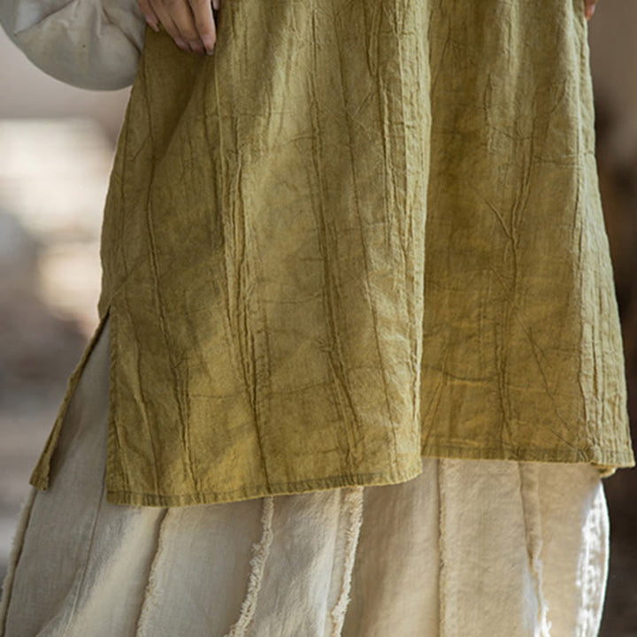 Buddha Stones Guzik Bez Rękawów Cami Midi Sukienka Ramie Lniane Spodnie Szerokie Nogawki Z Kieszeniami - image 10