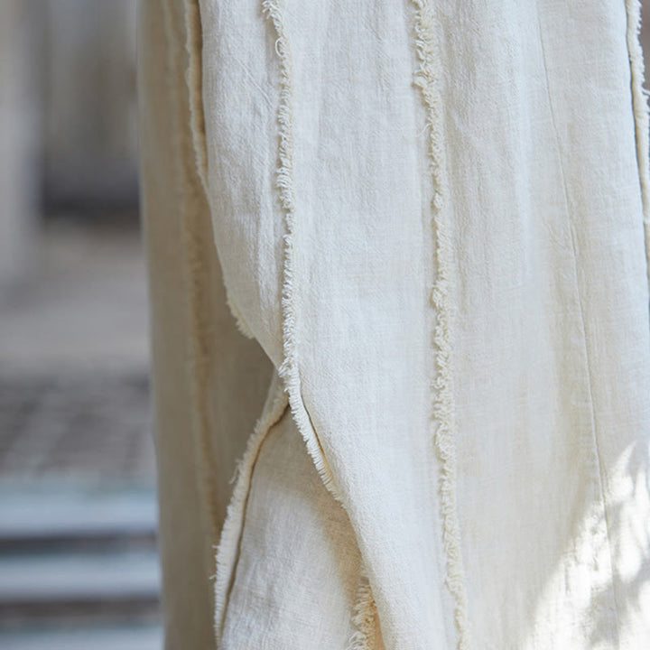 Buddha Stones Guzik Bez Rękawów Cami Midi Sukienka Ramie Lniane Spodnie Szerokie Nogawki Z Kieszeniami - image 36