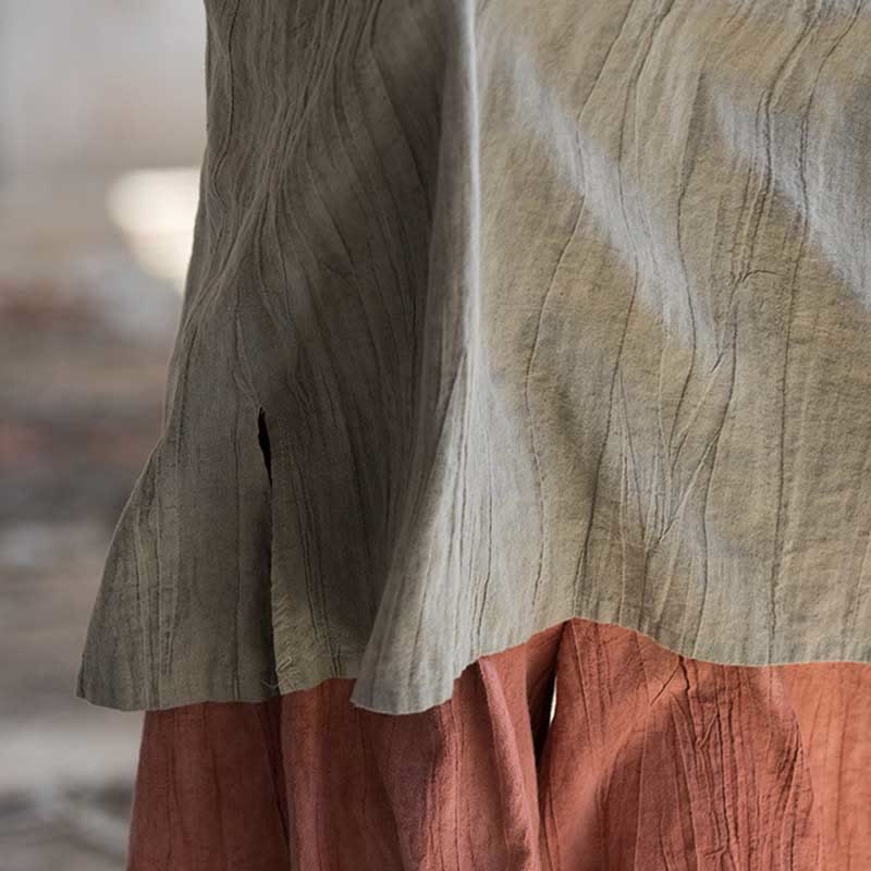 Buddha Stones Guzik Bez Rękawów Cami Midi Sukienka Ramie Lniane Spodnie Szerokie Nogawki Z Kieszeniami - image 17