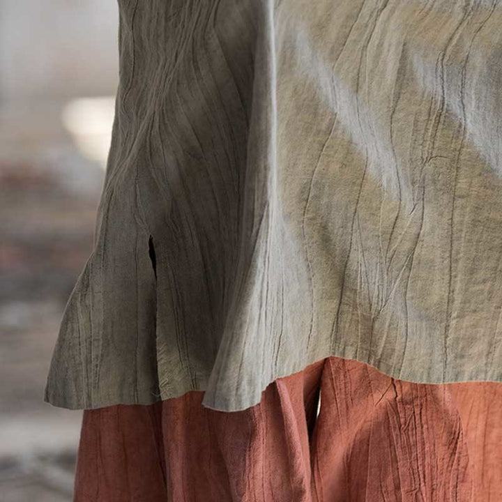 Buddha Stones Guzik Bez Rękawów Cami Midi Sukienka Ramie Lniane Spodnie Szerokie Nogawki Z Kieszeniami - image 17