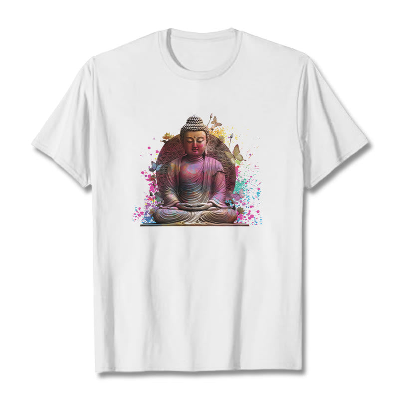 Koszulka Buddha Stones Motyl Medytacja Budda T-shirt - Biały - 2XL - image 3