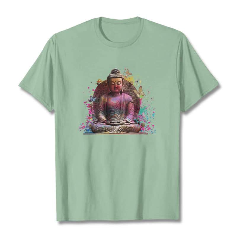 Koszulka Buddha Stones Motyl Medytacja Budda T-shirt - PaleGreen - 2XL - image 14
