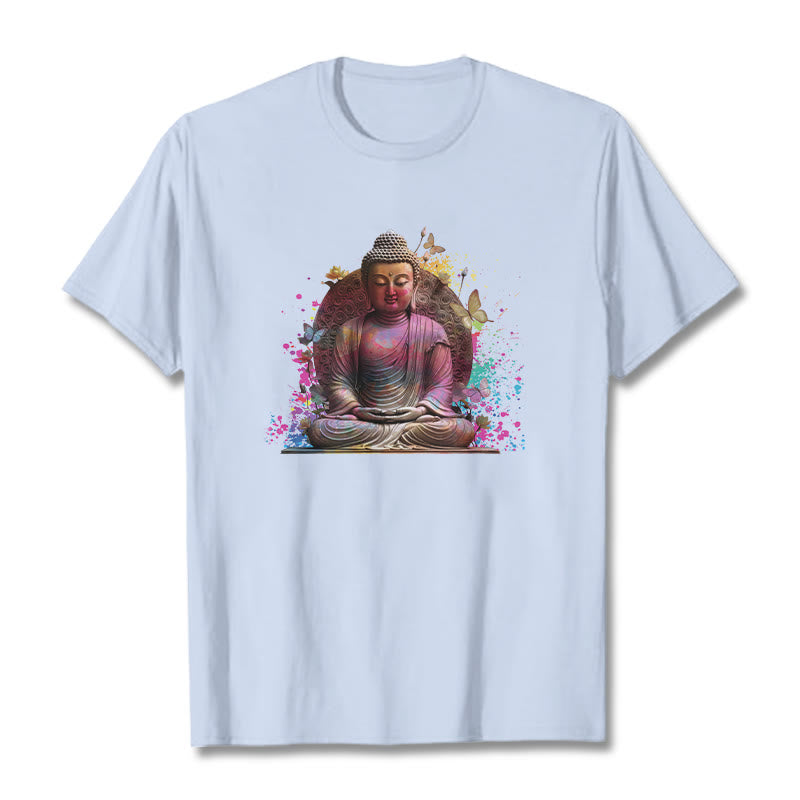 Koszulka Buddha Stones Motyl Medytacja Budda T-shirt - Jasnoniebieski - 2XL - image 18