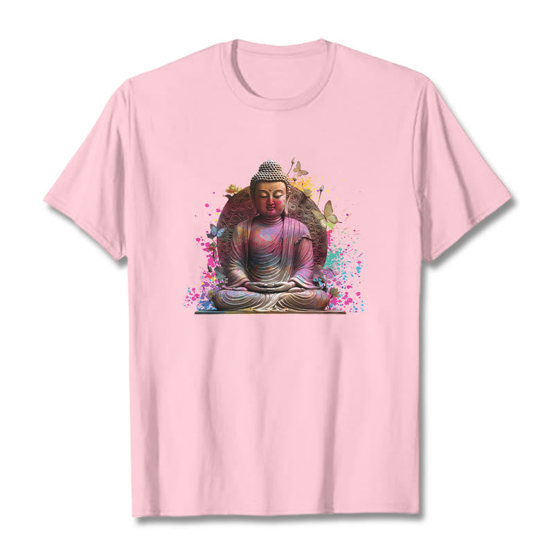 Koszulka Buddha Stones Motyl Medytacja Budda T-shirt - Jasnoróżowy - 2XL - image 12