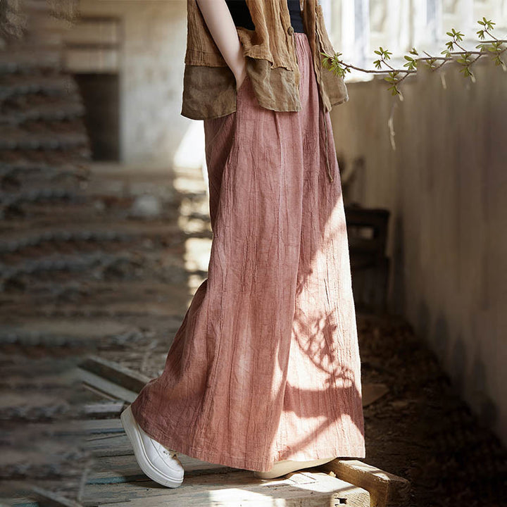 Buddha Stones Guzik Bez Rękawów Cami Midi Sukienka Ramie Lniane Spodnie Szerokie Nogawki Z Kieszeniami - image 40