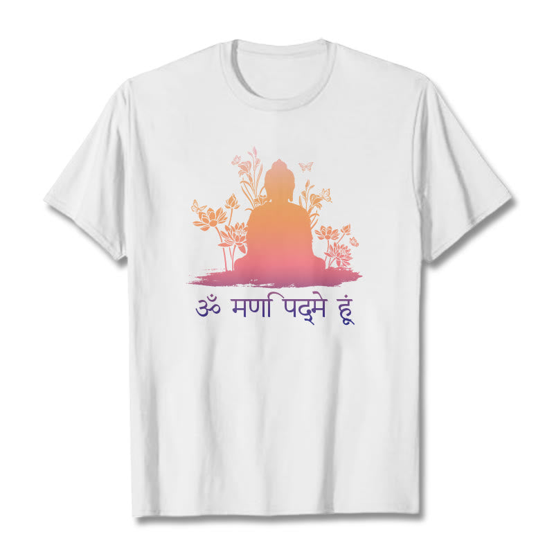 Koszulka z Buddha Stones i kamieniami w sanskrycie OM NAMAH SHIVAYA - Biały - 2XL - image 0