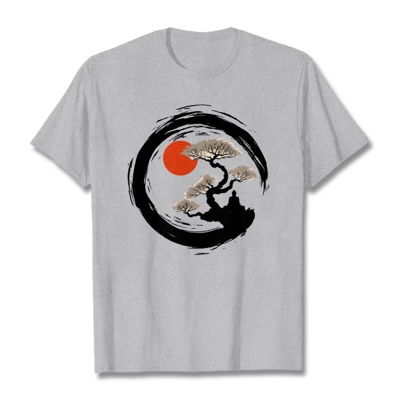 Buddha Stones Czerwone Słońce Sosna Zen Krąg Medytacja Budda Koszulka T-shirt - Jasnoszary - 2XL - image 20