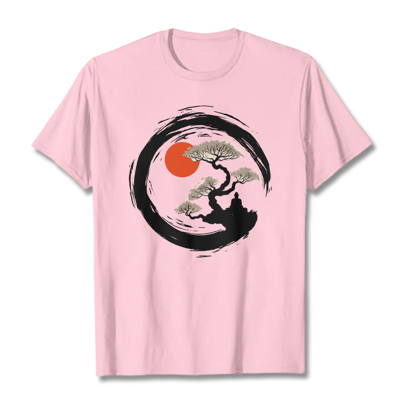 Buddha Stones Czerwone Słońce Sosna Zen Krąg Medytacja Budda Koszulka T-shirt - Jasnoróżowy - 2XL - image 13