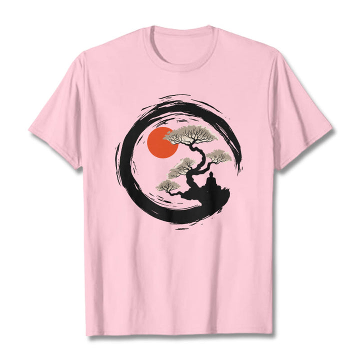 Buddha Stones Czerwone Słońce Sosna Zen Krąg Medytacja Budda Koszulka T-shirt - Jasnoróżowy - 2XL - image 13