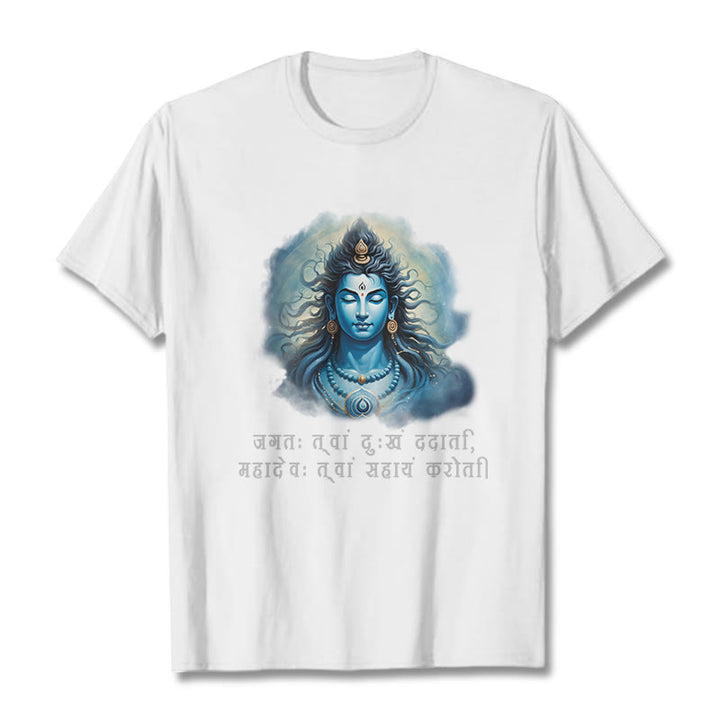 Buddha Stones Sanskryt Mahadev Przychodzi Ci Z Pomocą Koszulka T-shirt - Biały - 2XL - image 5
