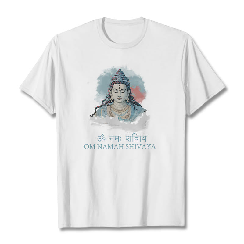Koszulka z kolorowymi chmurami w sanskrycie OM NAMAH SHIVAYA Buddha Stones - Biały - 2XL - image 4