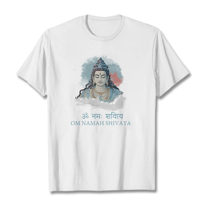 Koszulka z kolorowymi chmurami w sanskrycie OM NAMAH SHIVAYA Buddha Stones - Biały - 2XL - image 4
