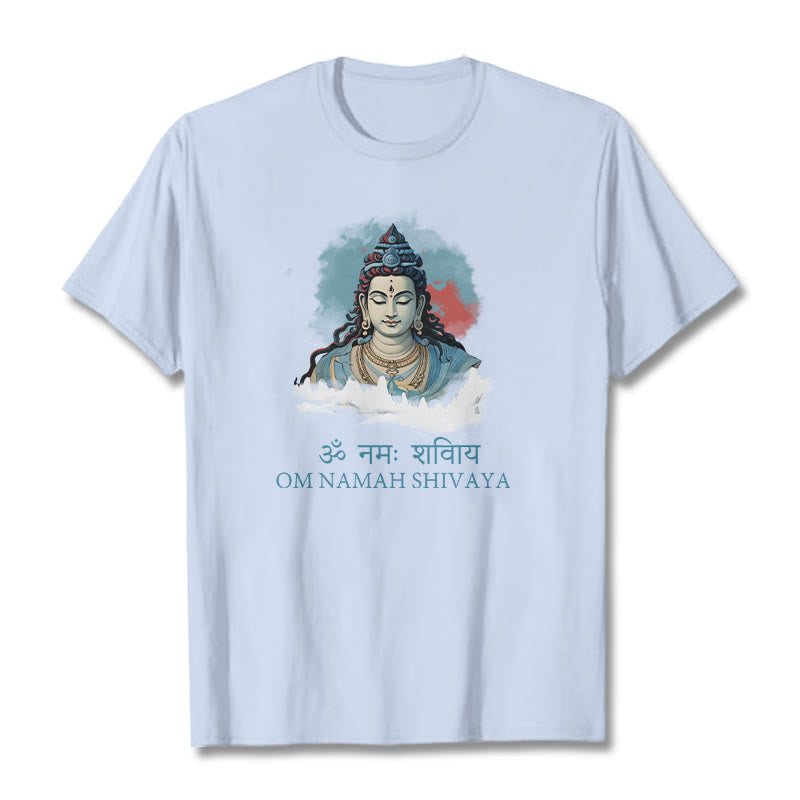 Koszulka z kolorowymi chmurami w sanskrycie OM NAMAH SHIVAYA Buddha Stones - Jasnoniebieski - 2XL - image 17