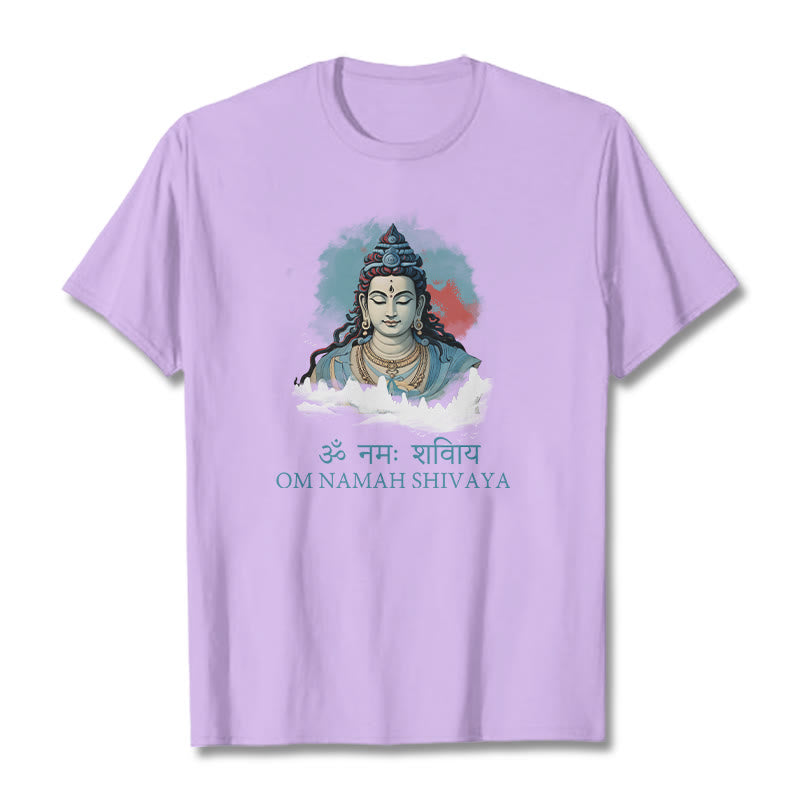 Koszulka z kolorowymi chmurami w sanskrycie OM NAMAH SHIVAYA Buddha Stones - Śliwka - 2XL - image 15