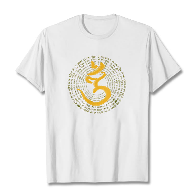 Buddha Stones 108 OM NAMAH SHIVAYA Mantra Sanskryt Tee - Biały - 2XL - image 6