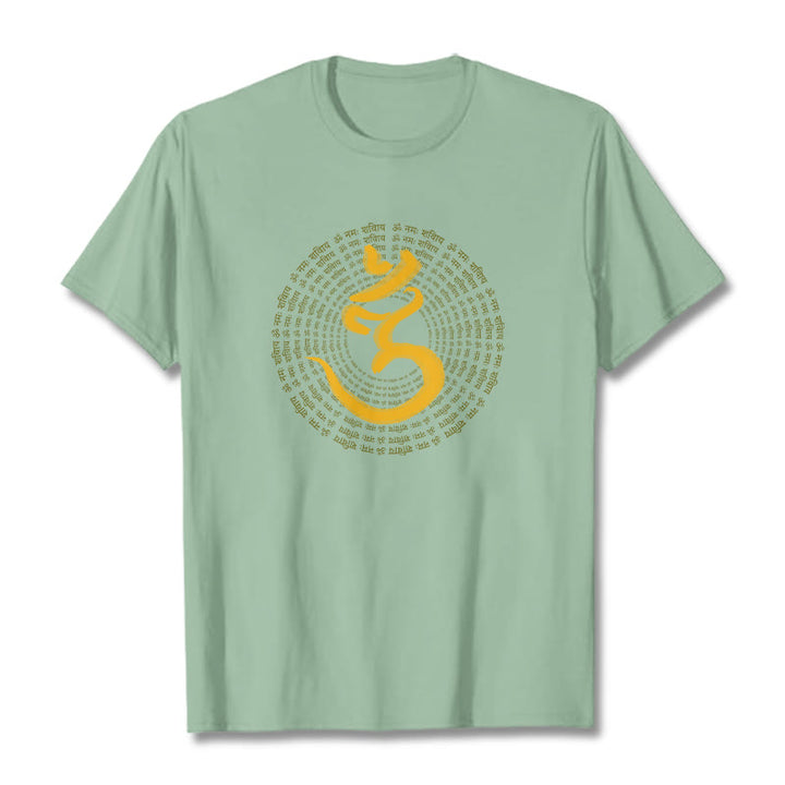 Buddha Stones 108 OM NAMAH SHIVAYA Mantra Sanskryt Tee - PaleGreen - 2XL - image 15