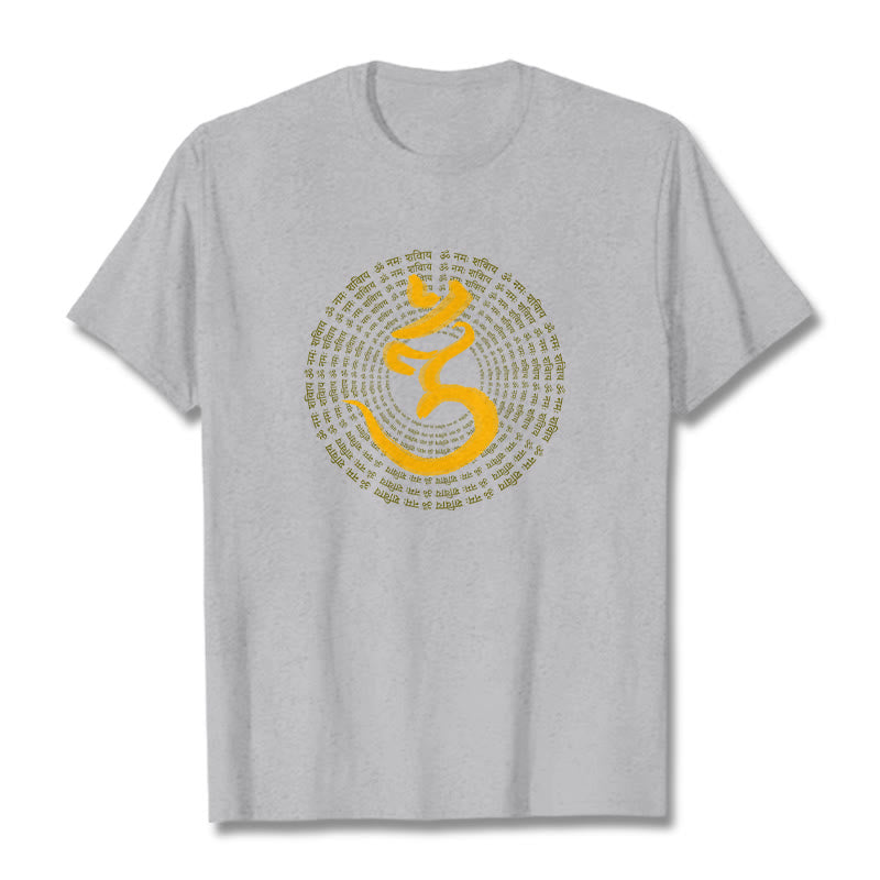 Buddha Stones 108 OM NAMAH SHIVAYA Mantra Sanskryt Tee - Jasnoszary - 2XL - image 18