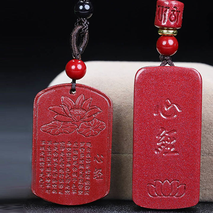 Buddha Stones Cynobrowy Lotos Serce Sutra Grawerowany Błogosławieństwo Naszyjnik Wisiorek - image 18