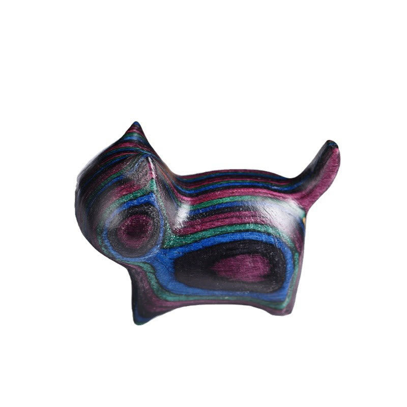 Buddha Stones Mini Kot Kociak Kolorowy Drewniany Uroczy Dekoracja Dla Zwierząt - image 7