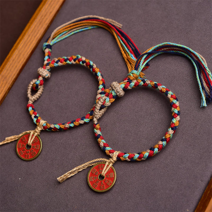 Bransoletka z wielokolorowej liny Bagua Harmony z Buddha Stones wykonana ręcznie